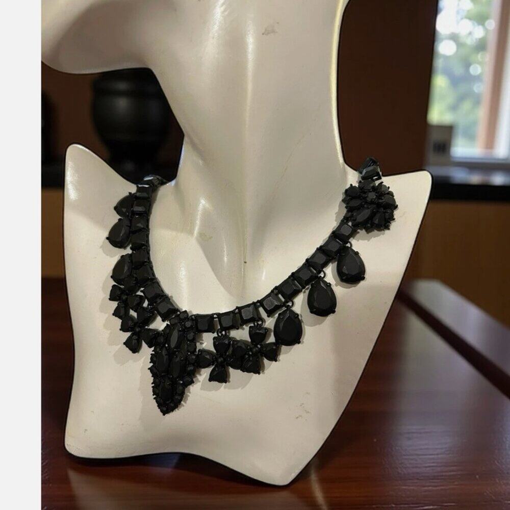 J. Crew Black Rhinestone Bib Necklace